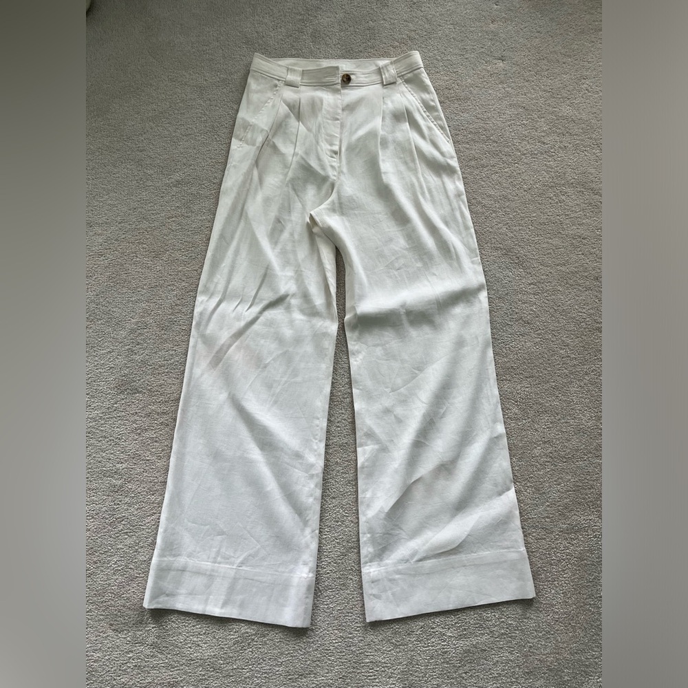 A.L.C. White Wide-Leg Trousers